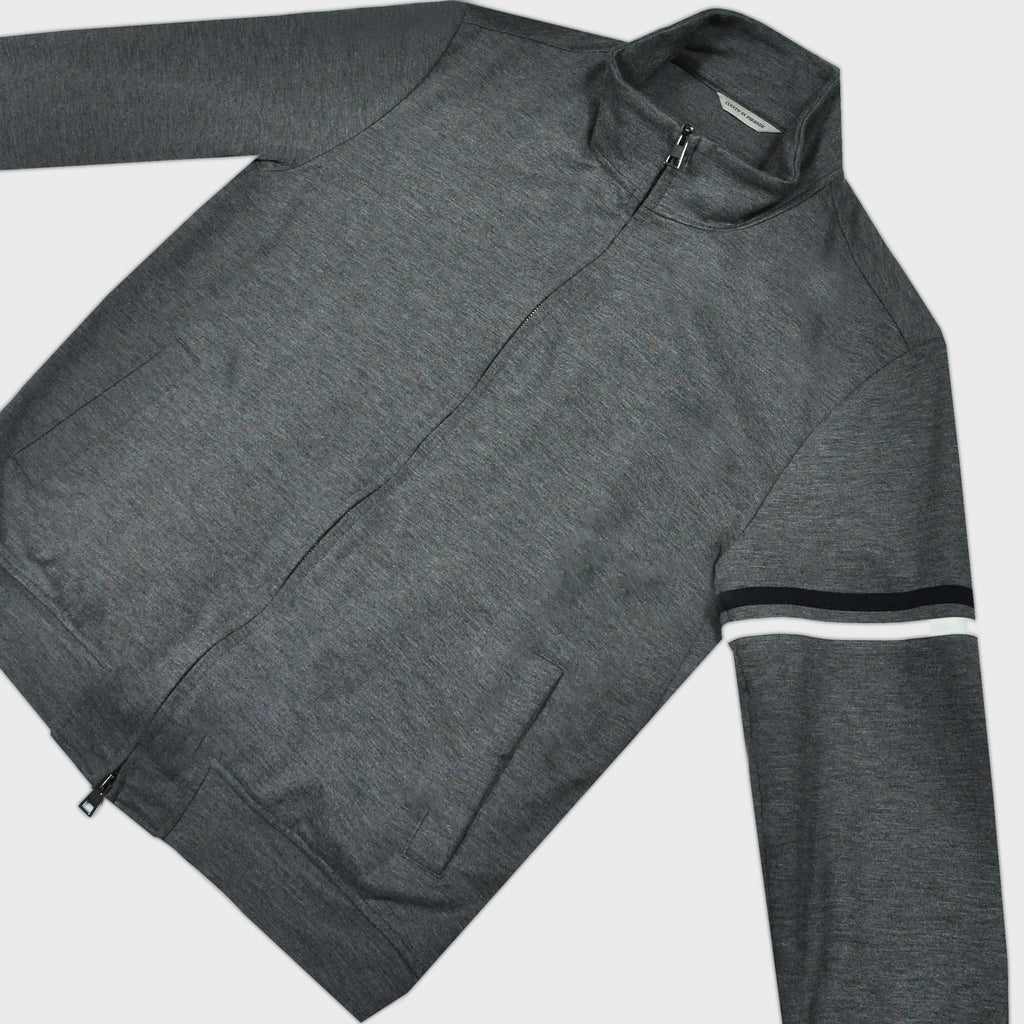 Jersey Zip in Grey with Arm Stripes