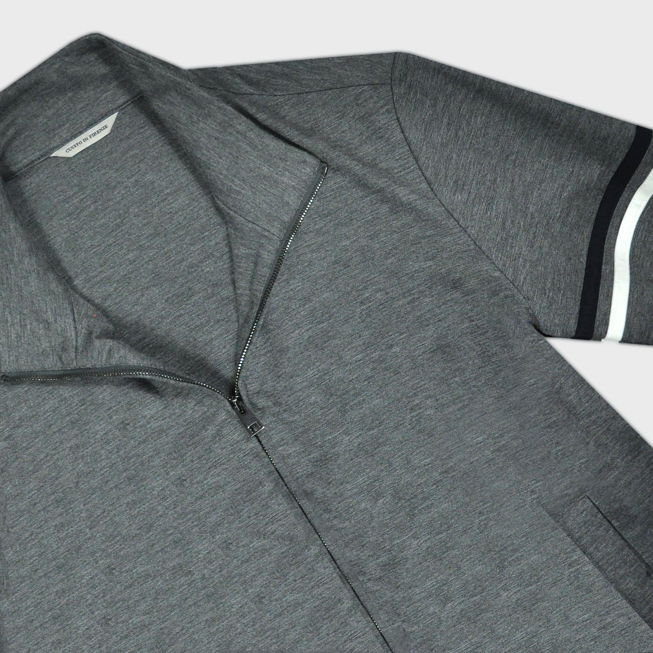Jersey Zip in Grey with Arm Stripes