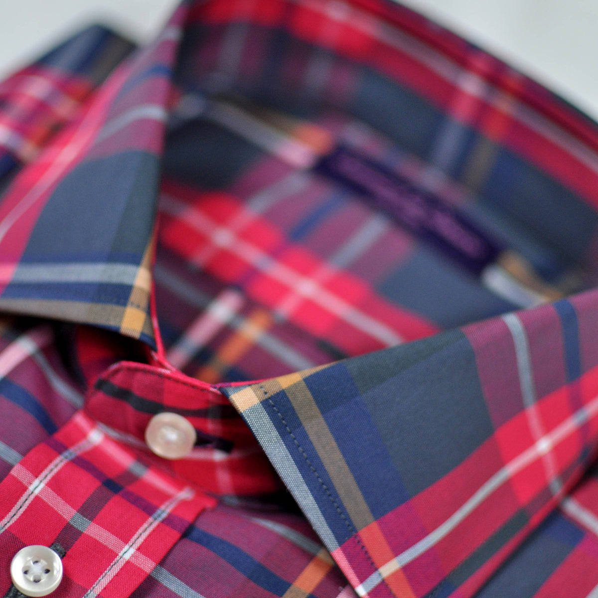 Plaid Spread Collar Sports Shirt in Red & Blue – Seaward & Stearn
