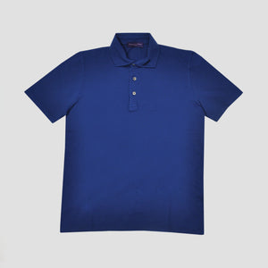 Fine Pique Cotton 3 Button Polo Shirt in Royal Blue