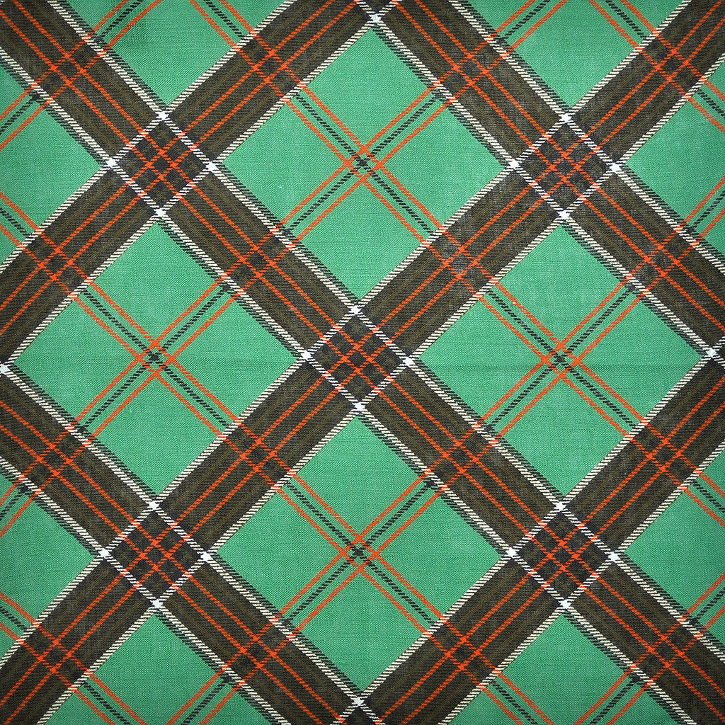 Plaid Linen Pocket Square in Jade Green & Brown