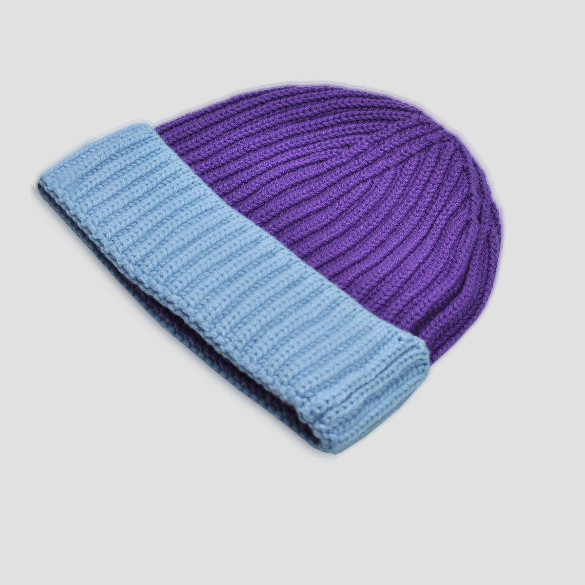 Four Ply Cashmere Winter Beanie in Purple Light Blue – Seaward