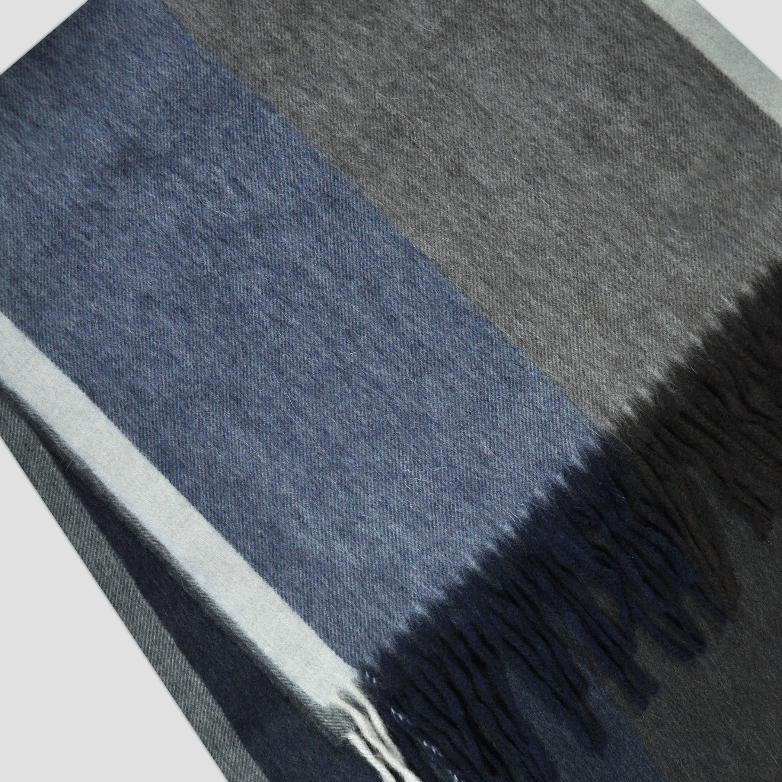Panels of Colour Winter Scarf in Brown, Grey, Blue & White