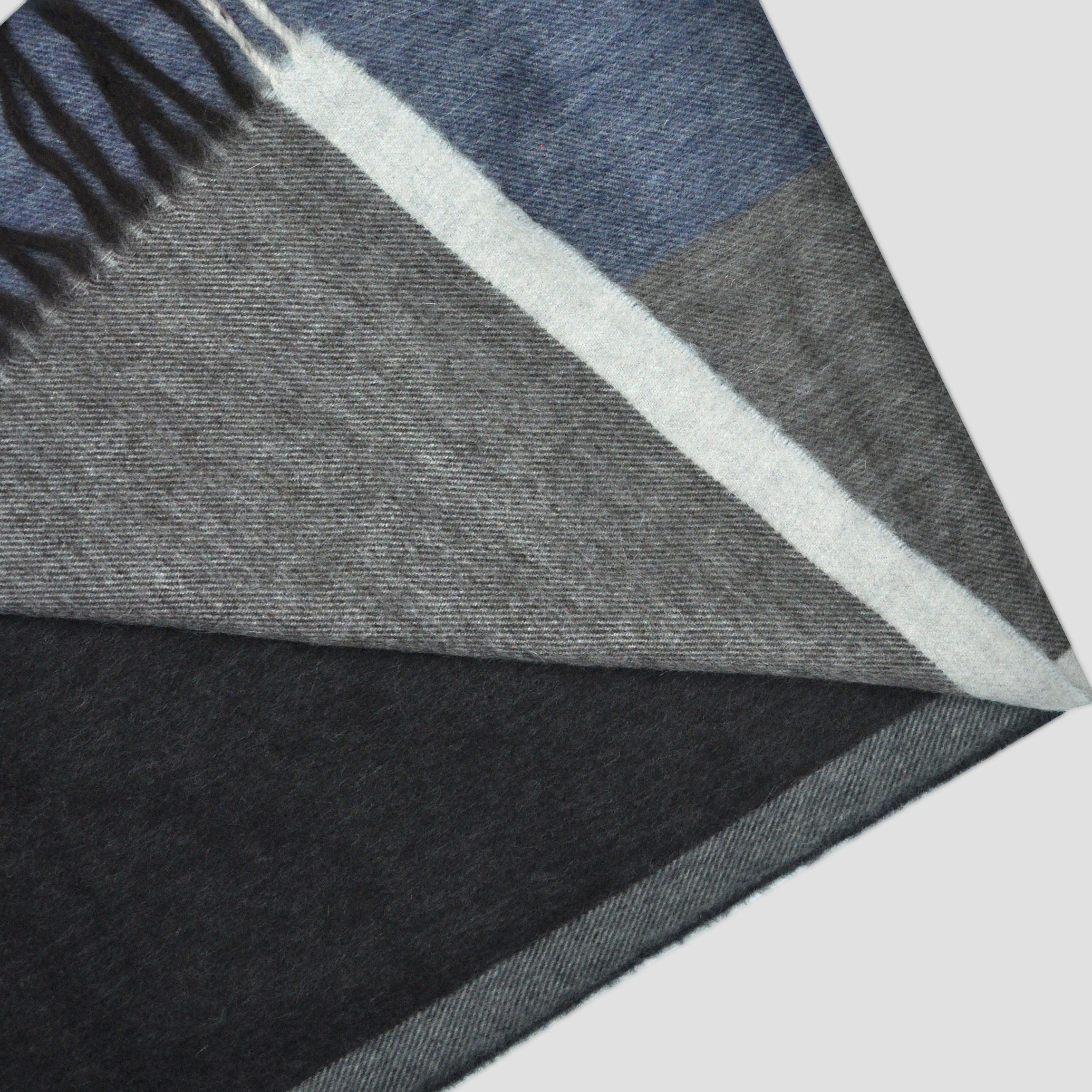 Panels of Colour Winter Scarf in Brown, Grey, Blue & White