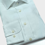 Semi Spread Collar Linen Shirt in White