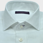 Semi Spread Collar Linen Shirt in White