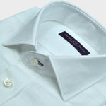 Semi Spread Collar Linen Shirt in White