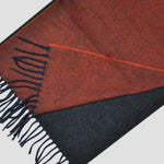 Three Panels of Colour Cashmere Scarf in Ochre, Brown & Grey