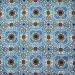 Medallions & Window Panes Reversible Panama Silk Pocket Square in Light Blue, Navy Blue & Beige
