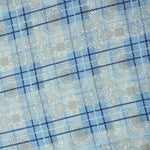 Medallions & Window Panes Reversible Panama Silk Pocket Square in Light Blue, Navy Blue & Beige