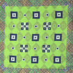 Geo's & Medallions & Florets Reversible Panama Silk Pocket Square in Lime, Brown & Blue