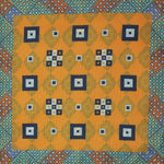 Geo's & Medallions & Florets Reversible Panama Silk Pocket Square in Orange, Blue & Teal
