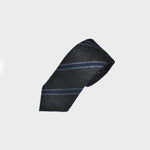 Stripes Handrolled Wool Tie in Blues & Brown