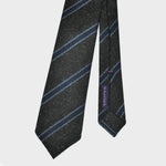 Stripes Handrolled Wool Tie in Blues & Brown