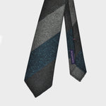 Bold Stripes Handrolled Wool Tie in Teal & Browns