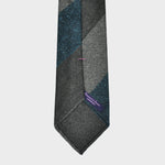Bold Stripes Handrolled Wool Tie in Teal & Browns