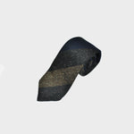 Bold Stripes Handrolled Wool Tie in Navy Blue & Browns