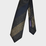 Bold Stripes Handrolled Wool Tie in Navy Blue & Browns