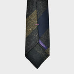 Bold Stripes Handrolled Wool Tie in Navy Blue & Browns