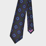 Classic English Madder Medallion Silk Tie in Green & Navy & Blue