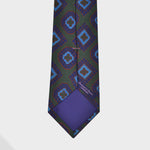Classic English Madder Medallion Silk Tie in Green & Navy & Blue