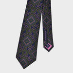 Classic Medallion Silk Tie in Blue & Green & Pink