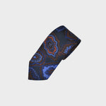 Classic Medallion Silk Tie in Blue & Brown & Ochre