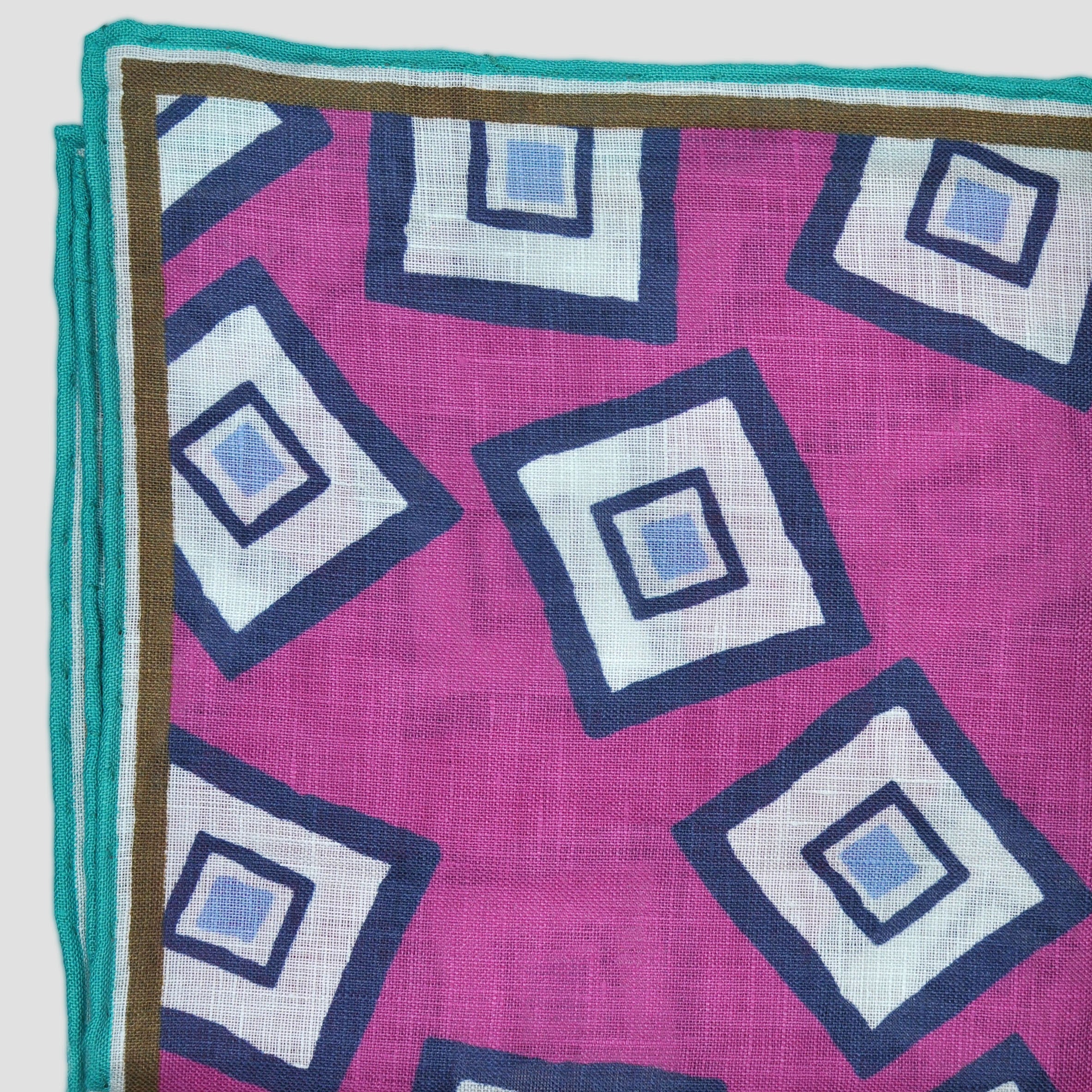 Geometrics Linen Pocket Square in Pink, Blue & Teal