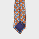 Repeat Teardrops in Light Blue & White on Orange Silk Tie