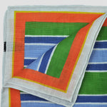 Stripes Linen Pocket Square in Green, Blue & Orange