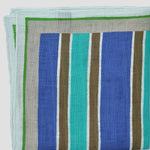 Stripes Linen Pocket Square in Blue, Teal & Brown