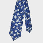 Falling Squares Silk & Linen Tie in Blue & White