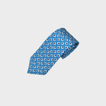 Little Repeat Geo's Silk & Linen Tie in Navy Blue, Blue & White