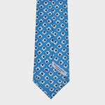 Little Repeat Geo's Silk & Linen Tie in Navy Blue, Blue & White