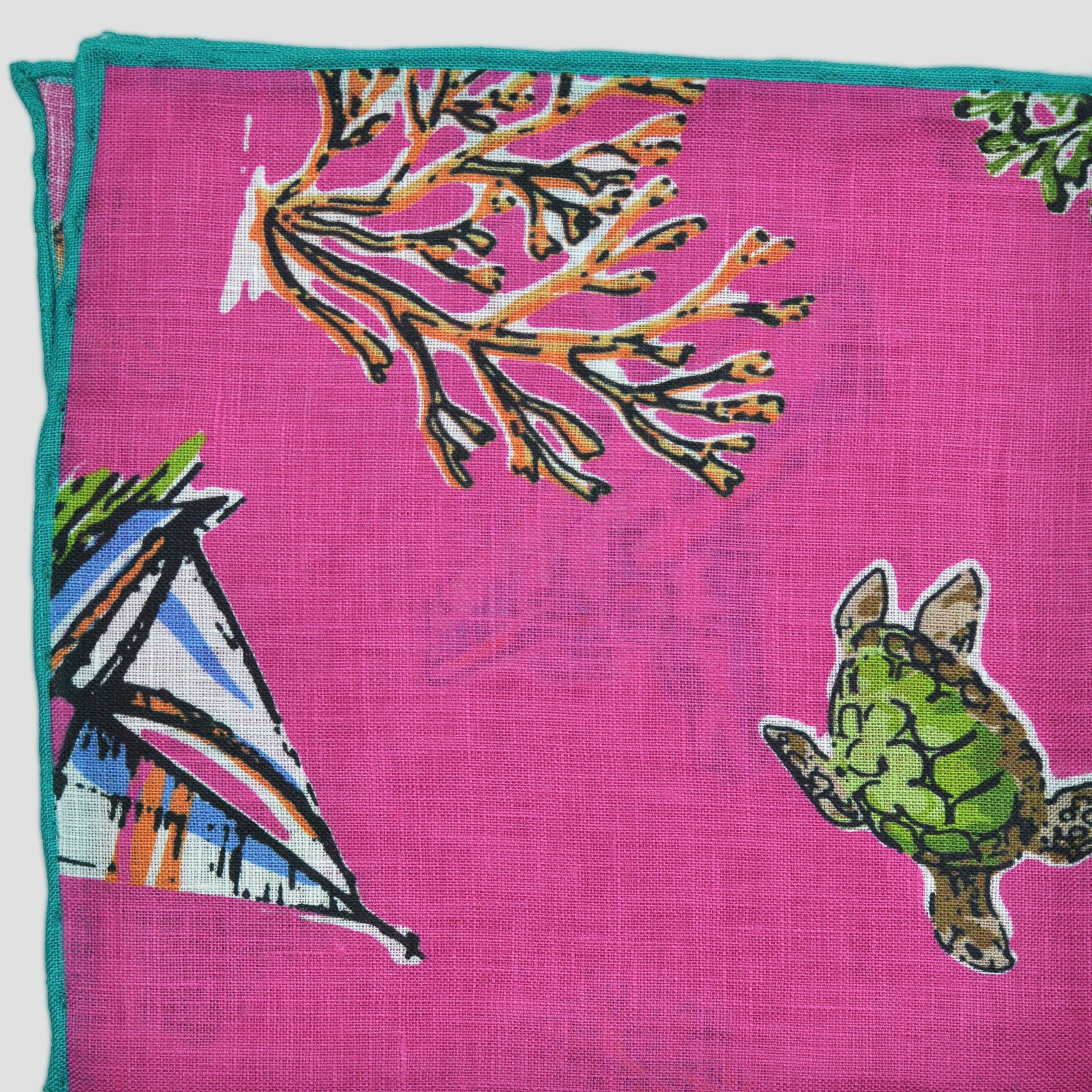 Tropical Island Linen Pocket Square in Pink