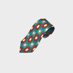 Big Geometrics Silk & Linen Tie in Red, Teal, Olive & White