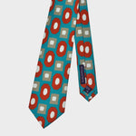 Big Geometrics Silk & Linen Tie in Red, Teal, Olive & White