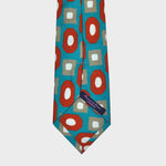 Big Geometrics Silk & Linen Tie in Red, Teal, Olive & White