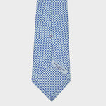 Little Repeat Diamonds Silk Tie in White & Blue