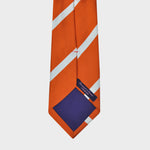 Narrow White Stripes on Orange Reppe Silk Tie