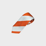 Orange & White Bold Stripes Reppe Silk Tie
