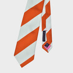 Orange & White Bold Stripes Reppe Silk Tie