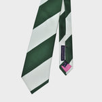 Green & White Bold Stripes Reppe Silk Tie