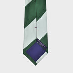 Green & White Bold Stripes Reppe Silk Tie