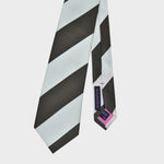 Brown & White Bold Stripes Reppe Silk Tie