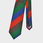 Stripes in Red, Blue, Green & Brown Reppe Silk Tie