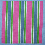 Stripes Linen Pocket Square in Pink, Bue & Green