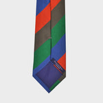 Stripes in Red, Blue, Green & Brown Reppe Silk Tie