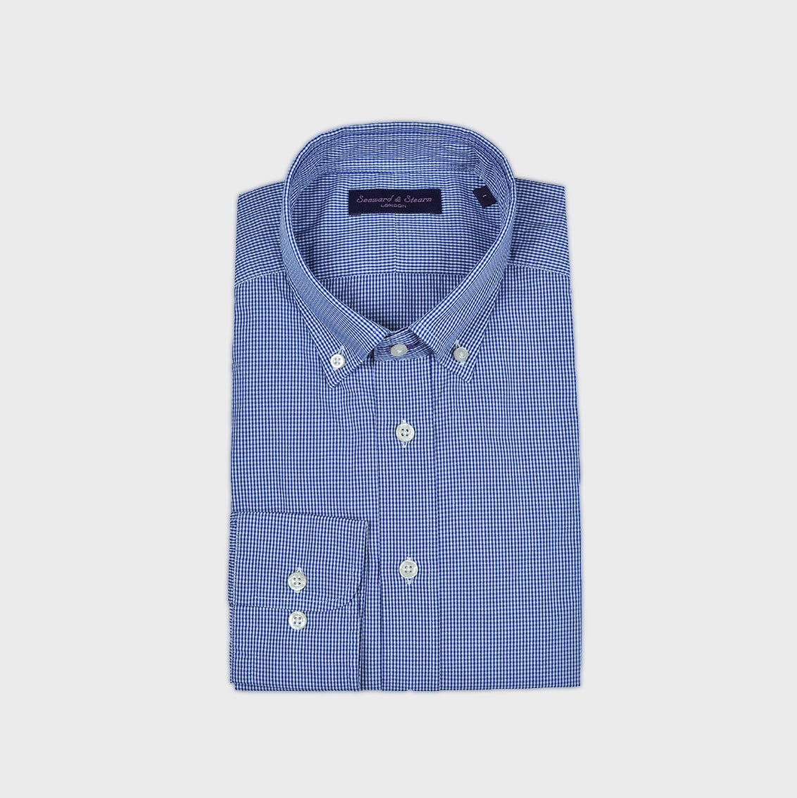 Micro Gingham Button Down Shirt in Blue