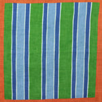 Stripes Linen Pocket Square in Green, Blue & Orange